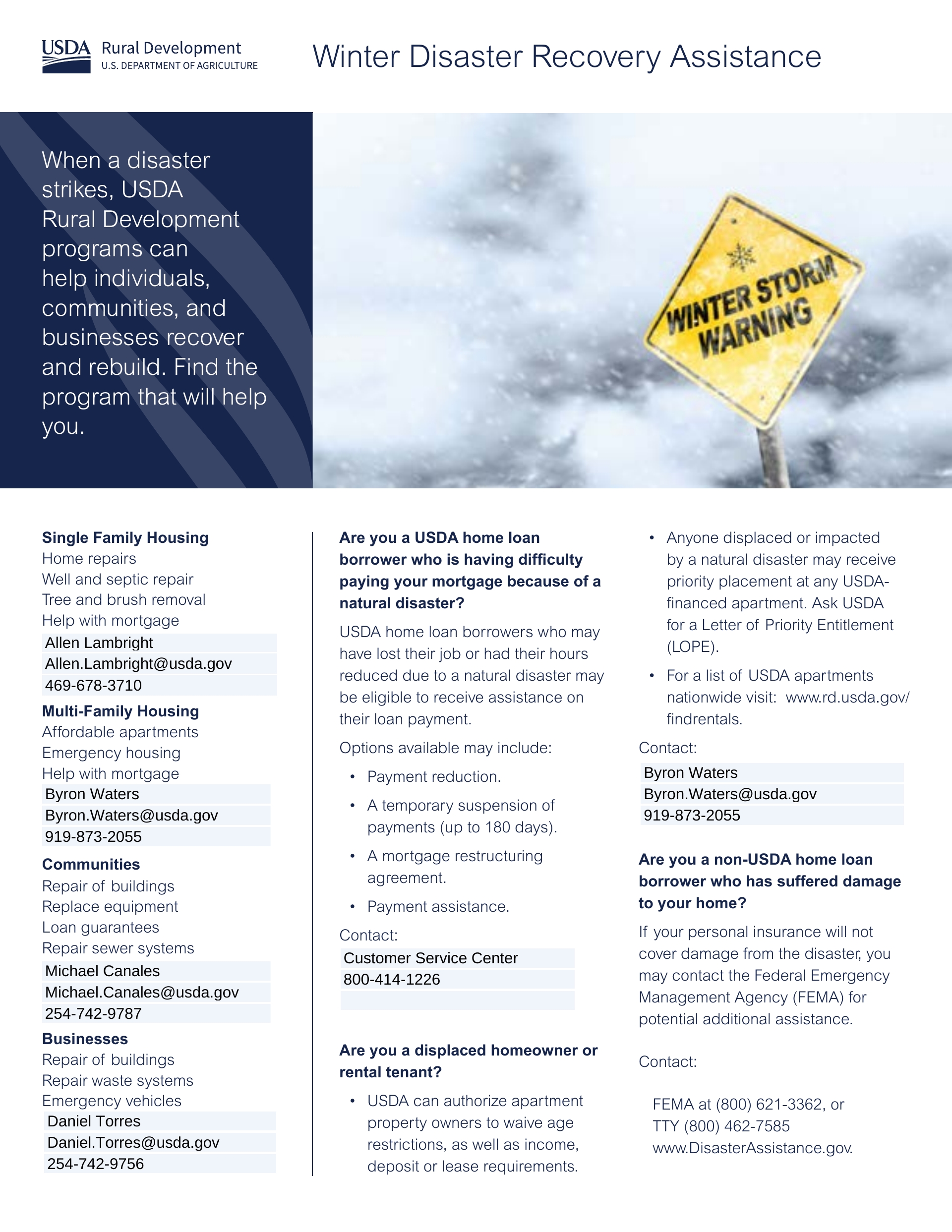 Winter Disaster Recovery Fact Sheet 1.0